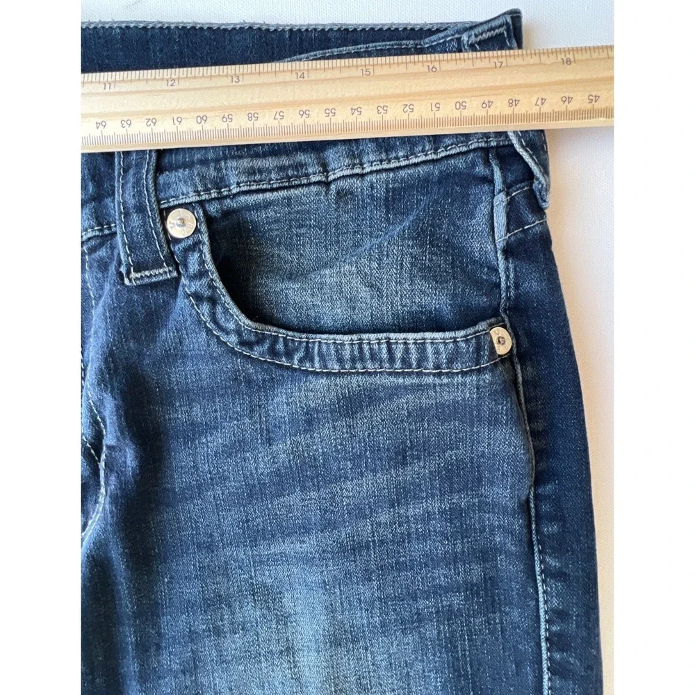 True Religion Jeans 34 Rocco Mens Relaxed Skinny Dark Distressed Stretch Denim
